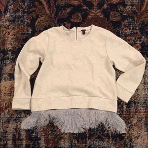 Jcrew grey fringe sweatshirt